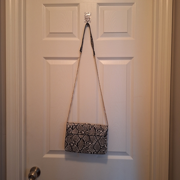 Madison West Black and Gray Snakeskin Print Crossbody Bag - Picture 4 of 15